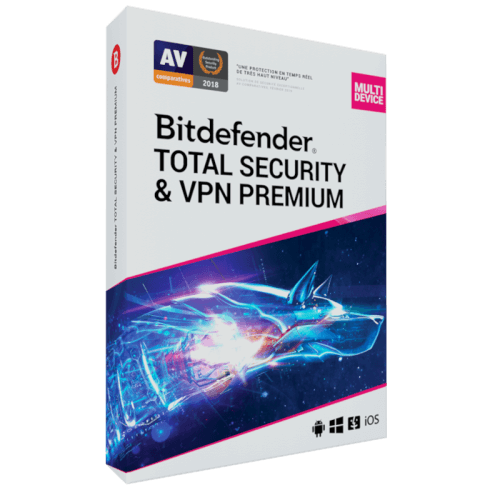 Visuel Boîte Bitdefender Total Security & VPN Premium 2024 - MonLogiciel.fr