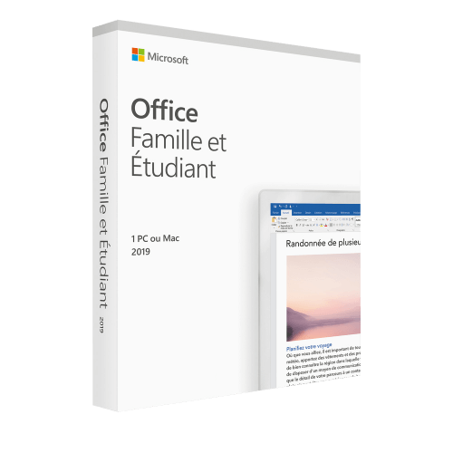 Visuel Boîte Microsoft Office Famille et Étudiant 2019 - MonLogiciel.fr