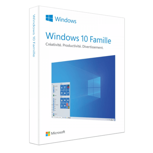 Visuel Boîte Microsoft Windows 10 Famille - MonLogiciel.fr