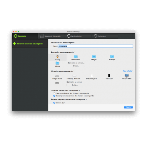 Interface Intego Mac Premium Bundle X9 2023 - Sauvegardes