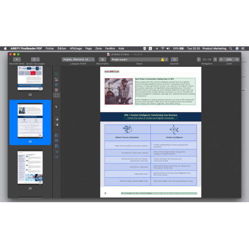 Interface ABBYY FineReader PDF for Mac 2023 - Mode sombre