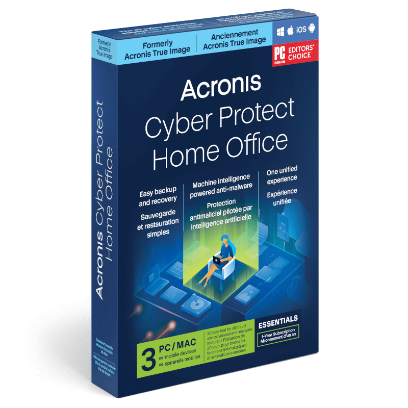 Acronis Cyber Protect Home Office Essentials 2023 | 3 Appareils | 1 An | Téléchargement