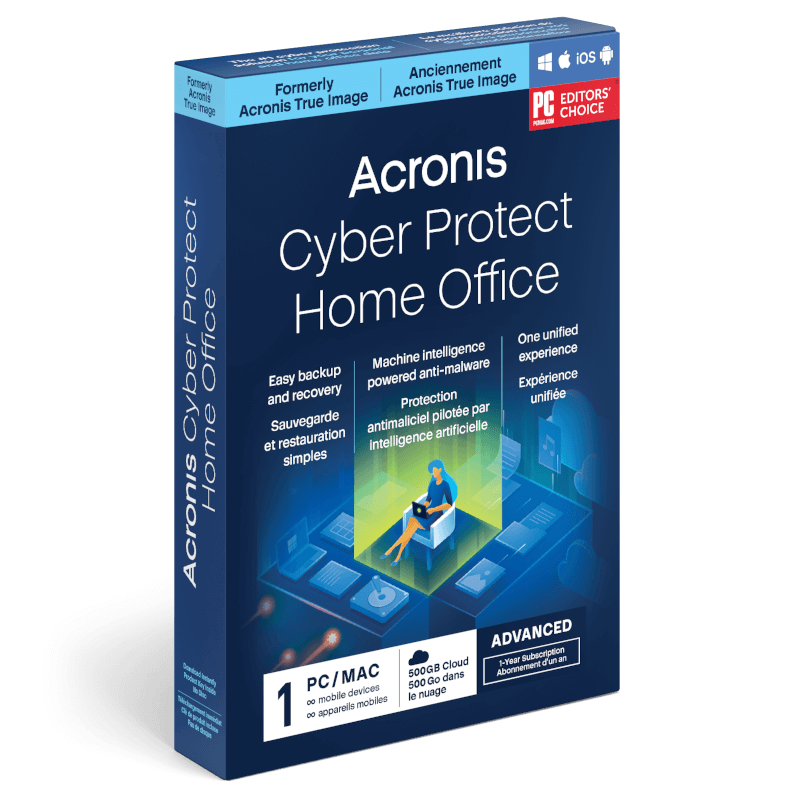 Acronis Cyber Protect Home Office Advanced 2023 | 1 Appareil | 1 An | 500 Go de stockage dans le cloud  | Téléchargement