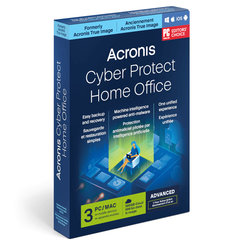 Acronis Cyber Protect Home Office Advanced 2023 | 3 Appareils | 1 An | 500 Go de stockage dans le cloud | Téléchargement