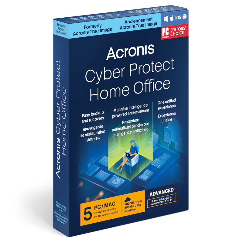 Acronis Cyber Protect Home Office Advanced 2023 | 5 Appareils | 1 An | 500 Go de stockage dans le cloud | Téléchargement