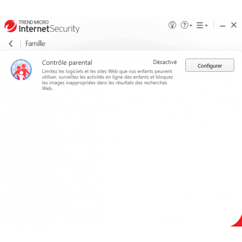 Interface Trend Micro Internet Security 20223- Famille