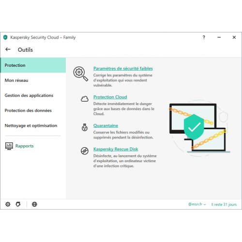 Interface Kaspersky Security Cloud Family 2024 - Protection