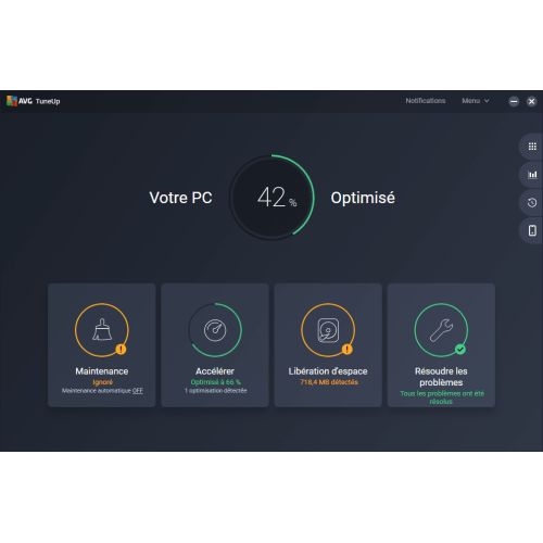 Interface AVG PC TuneUp 2024 - Optimisation