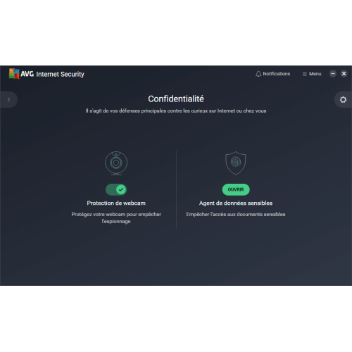 Interface AVG Internet Security 2024 - Confidentialité