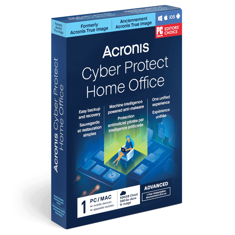 Acronis Cyber Protect Home Office Advanced 2023 | 1 Appareil | 1 An | 250 Go de stockage dans le cloud | Téléchargement