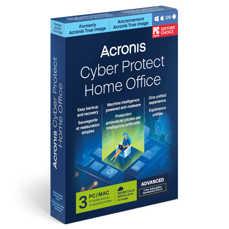Acronis Cyber Protect Home Office Advanced 2023 | 3 Appareils | 1 An | 250 Go de stockage dans le cloud | Téléchargement