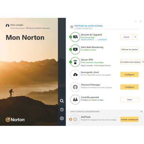 Interface principale - Norton 360 Deluxe 2024