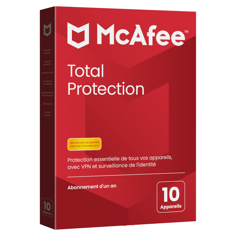 McAfee Total Protection 2023 | 10 Appareils | 1 An | Téléchargement