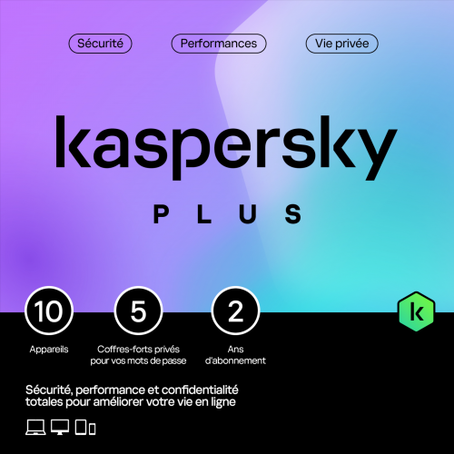 Visuel Boîte Kaspersky Plus 2024 - MonLogiciel.fr