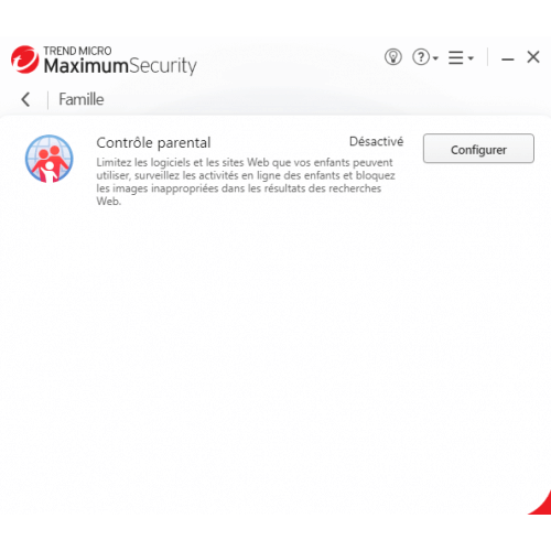 Interface Trend Micro Maximum Security 2024 - Famille