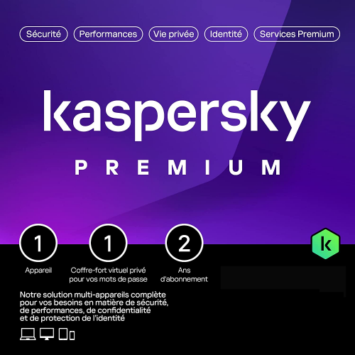 Visuel Boîte Kaspersky Premium 2023 - Mon Logiciel.fr