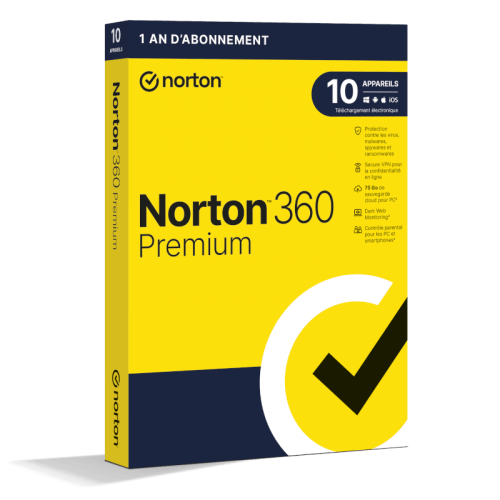 Visuel Boîte Norton 360 Premium 2024 - MonLogiciel.fr