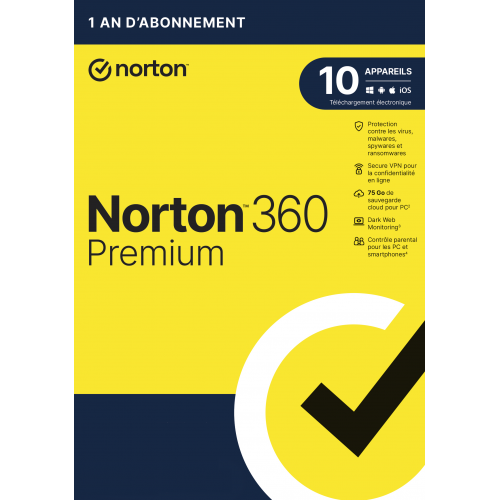 Visuel Boîte Norton 360 Premium 2024 - MonLogiciel.fr