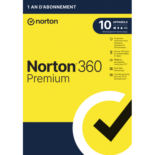 Visuel Boîte Norton 360 Premium 2024 - MonLogiciel.fr