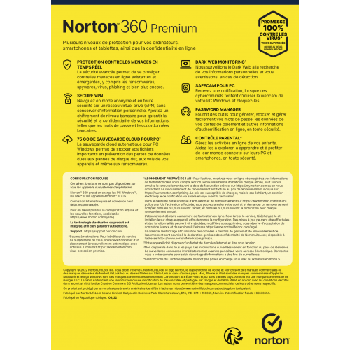 Norton 360 Premium 2024 - Descriptif - Sans suscription