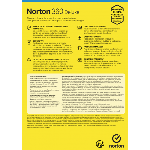 Norton 360 Deluxe 2023 - Description - Avec suscription