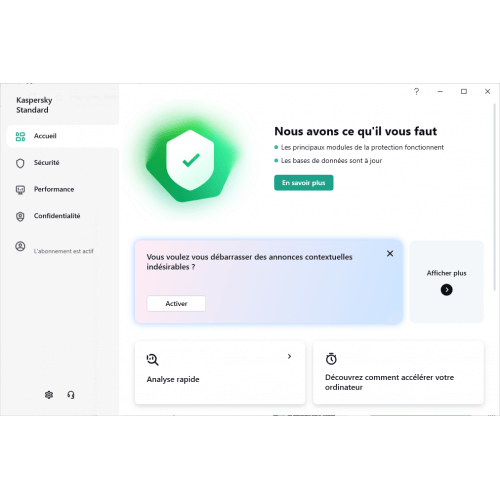 Kaspersky Standard 2024 - Tableau de bord