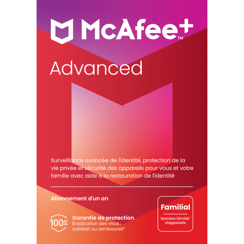 Visuel McAfee+ Advanced Family 2024 - MonLogiciel.fr