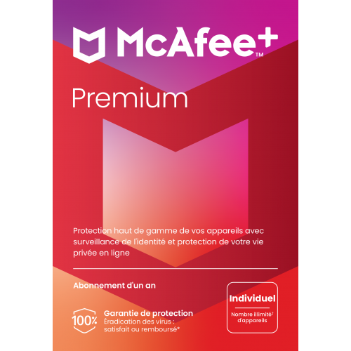 Visuel McAfee+ Premium Individual 2024 - MonLogiciel.fr