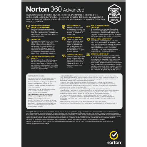 Norton 360 Advanced 2024 - Fonctionnalités