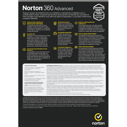 Norton 360 Advanced 2024 - Fonctionnalités